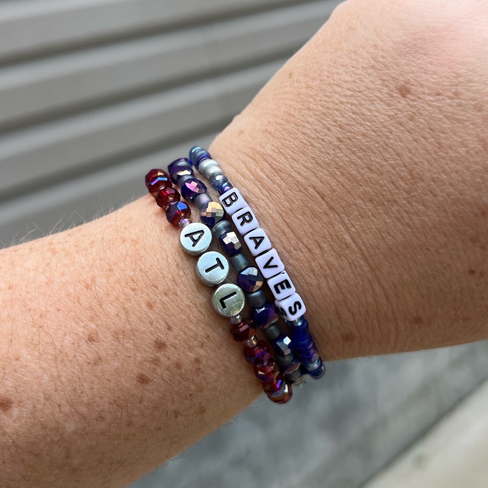 Atlanta Braves bracelet stack handmade
